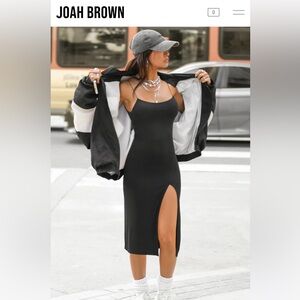 Joah Brown Black Strappy Slit Dress